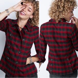 Cabi 3852 Buffalo Check Red Plaid Snow Valley Jacket Women’s size Small Cotton